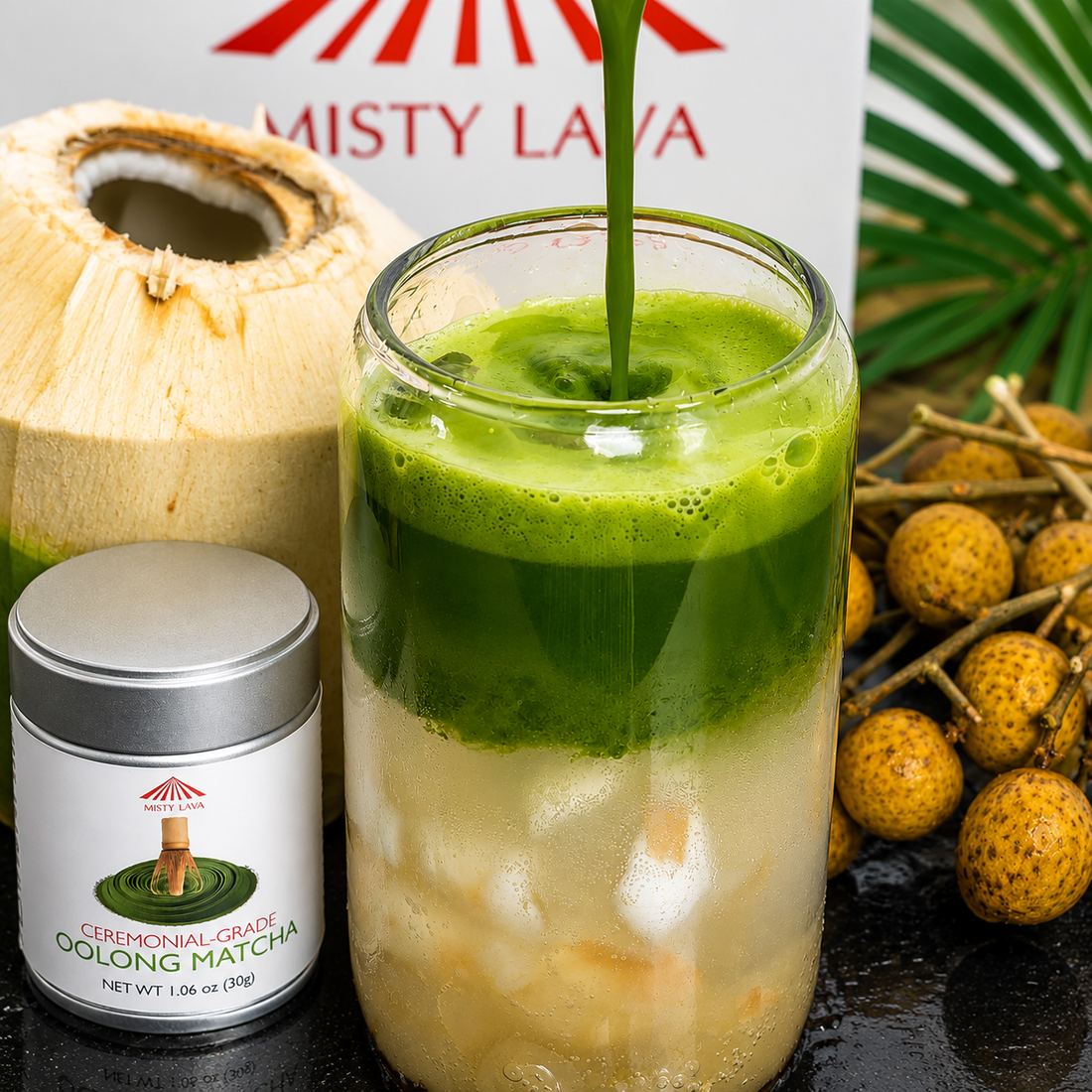 Longan Coconut Matcha Sparkler