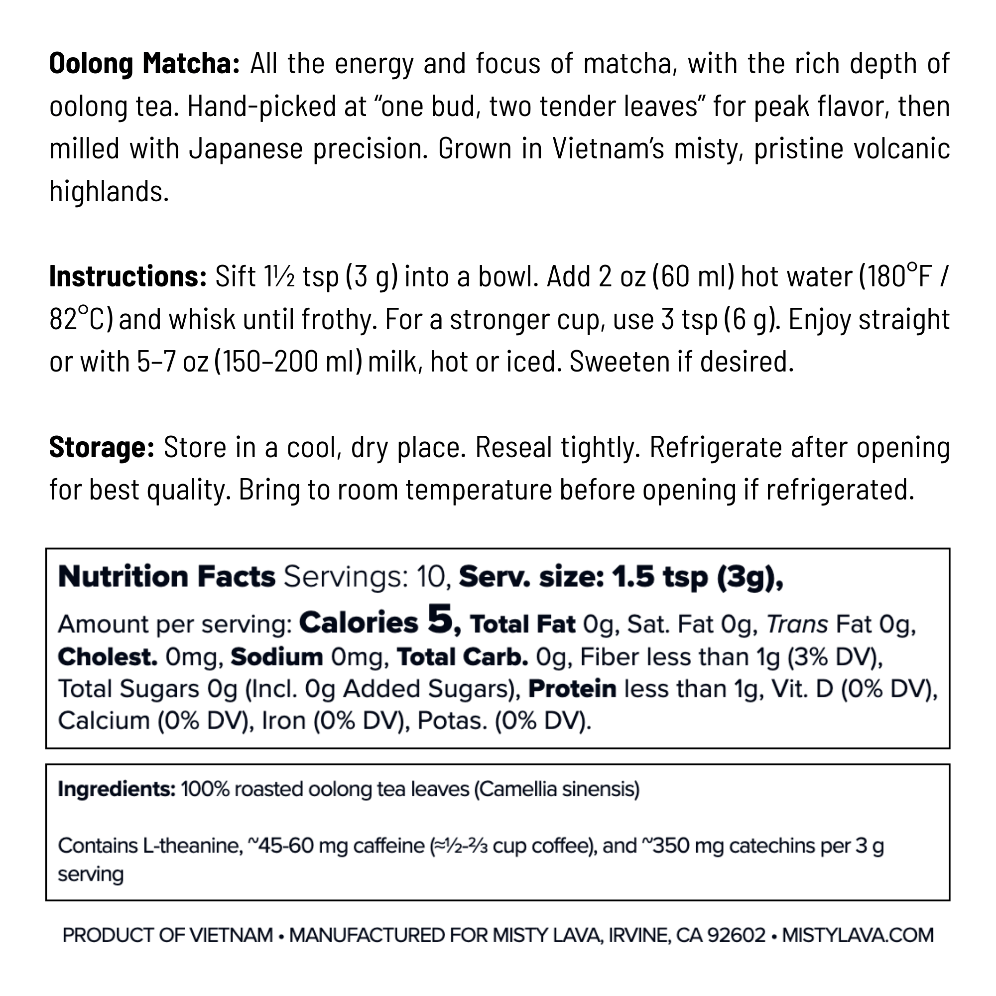 Culinary Oolong Matcha Powder — Creamy • Versatile • Everyday Balance — 1.06 oz (30 g) Tin