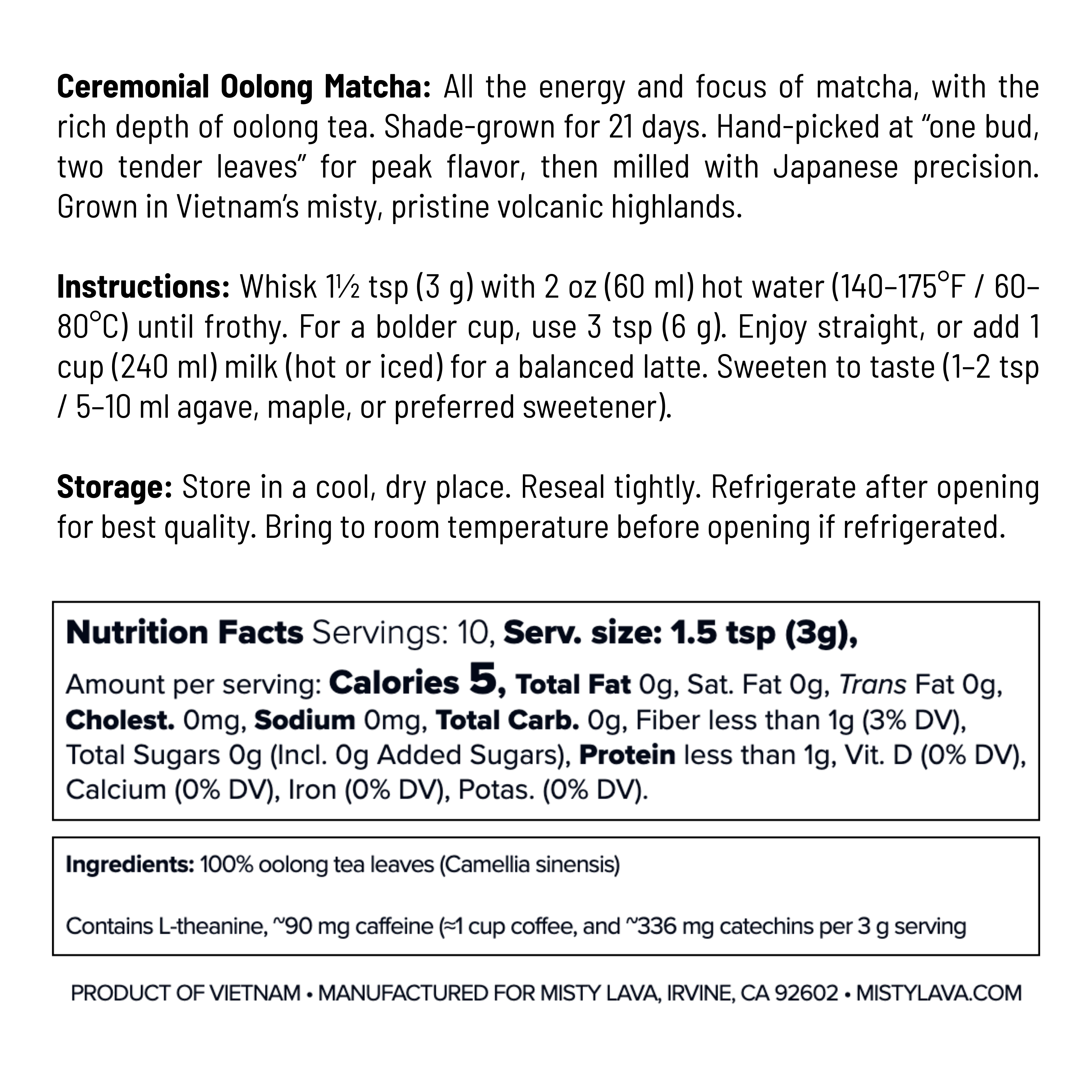 Ceremonial Oolong Matcha Powder –— Pure • Vibrant • Smooth — 1.06 oz (30 g) Premium Tin