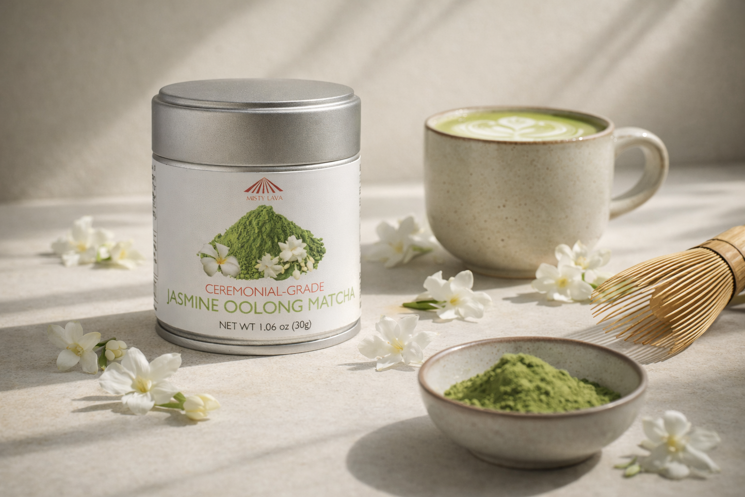 Ceremonial Jasmine Oolong Matcha Powder — Aromatic • Floral • Smooth — 1.06 oz (30 g) Tin